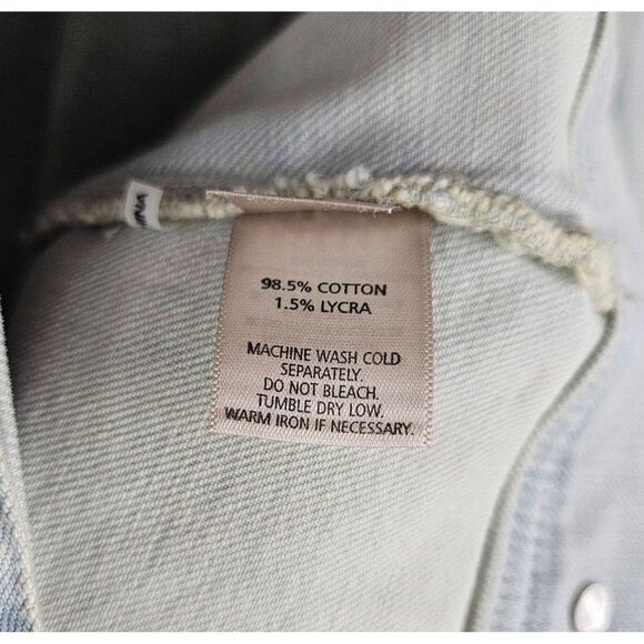 Ecru Denim Jacket Women Size L Light Wash Blue Stretch Fall Casual Layering Boho - Picture 9 of 13